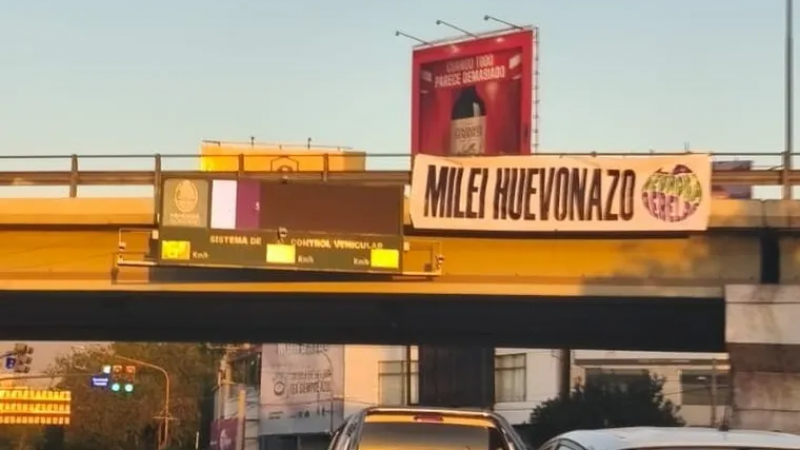 "Milei huevonazo": un exdiputado peronista entre los detenidos por el particular cartel que fue colgado en el nudo vial